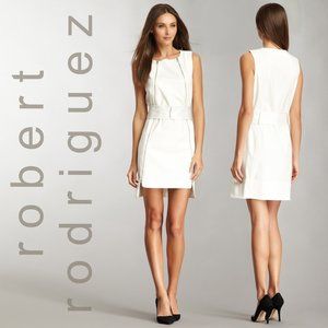 Robert Rodriguez White Canvas Dual Zip Shift Dress